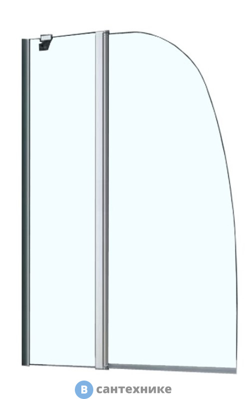 Шторка на ванну AZARIO BOSTON 142 (70+30)*140 хром, 6 мм прозрачное стекло (AZ-142)