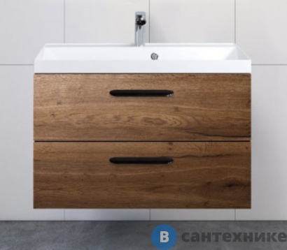 картинка Тумба под раковину BelBagno 80 см AURORA-800-2C-SO-RT подвесная с двумя выкатными ящиками, Rovere Tabacco