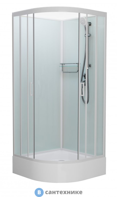 Душевая кабина Frank F400/1 М White средний поддон б/к (без крыши) матовое стекло