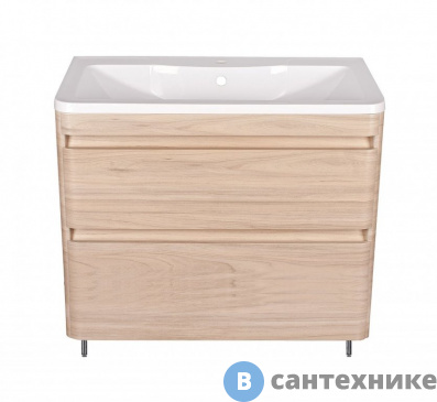 картинка Тумба под раковину Style line Атлантика 100, Люкс ясень перламутр, напольная PLUS (2000949229911)