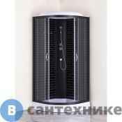 Душевая кабина Loranto CS-6610-13GB 100*100*215, черный кирпичный узор, прозрач. стекло, профиль черный