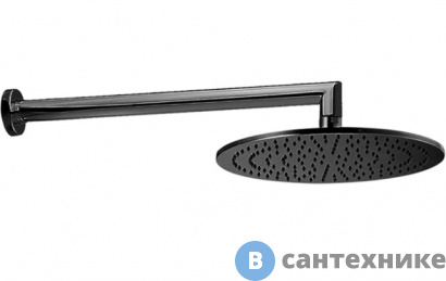 картинка Верхний душ CISAL Shower D300 мм DS01362040 с настенным держателем L400 мм, чёрный матовый