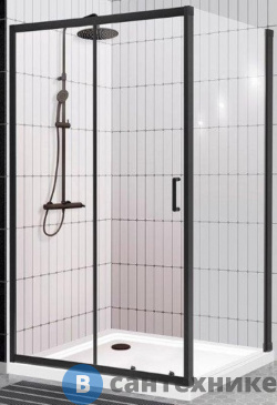 картинка Душевой уголок BelBagno UNO-195-AH-1-120/80-C-NERO 1200x800x1950, без поддона