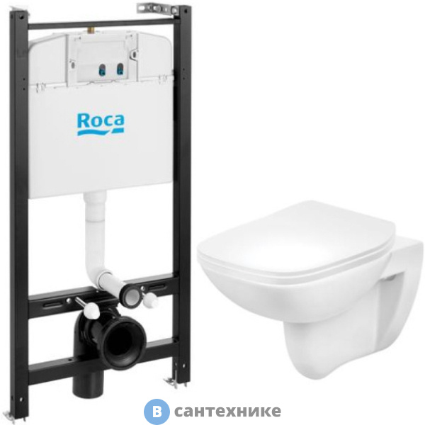 Унитаз с инсталляцией Roca DEBBA 893104970 (+slim сиден.),  без клавиши