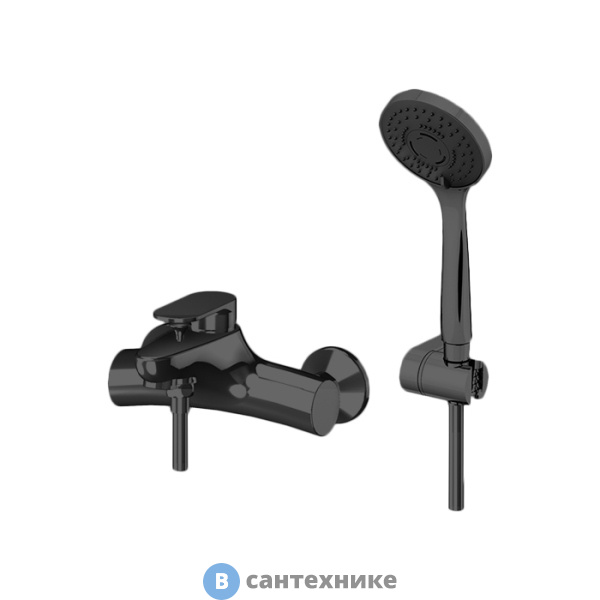 Смеситель Gattoni H2Omix7000 для ванны настенный однорычажный, с ручной лейкой и держателем, Nero Opaco (7000070NO)