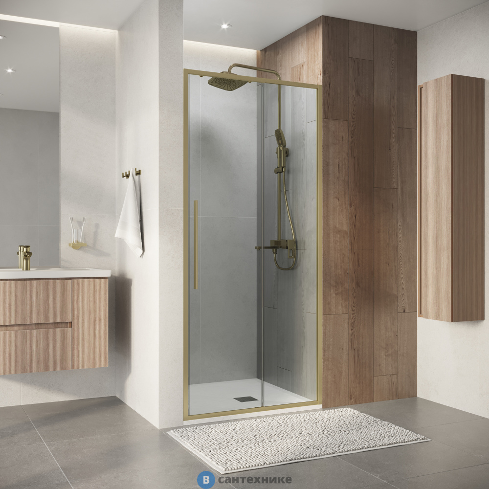 Дверь в нишу Niagara Nova NG-44-10ASG (100х195) раздвижная, золото сатин, стекло прозрачное