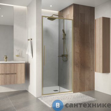 картинка Дверь в нишу Niagara Nova NG-44-10ASG (100х195) раздвижная, золото сатин, стекло прозрачное