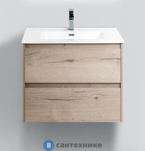 Тумба под раковину BelBagno 61 см KRAFT-600-2C-SO-RGB подвесная с двумя выкатными ящиками, Rovere Galifax Bianco