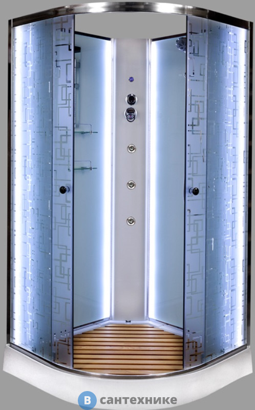 Душевая кабина Deto ЕМ1510 N LED с гм. (1000*1000*2080)