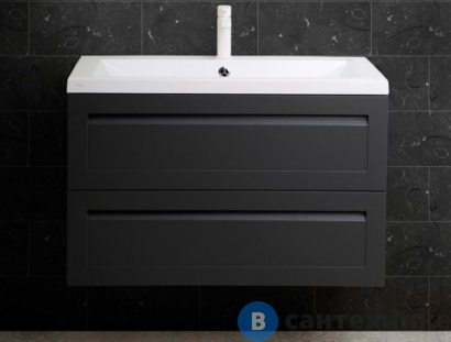 картинка Тумба под раковину Art & MAX PLATINO AM-Platino-900-2C-SO-GM-Cer подвесная с двумя выкатными ящиками, серый матовый