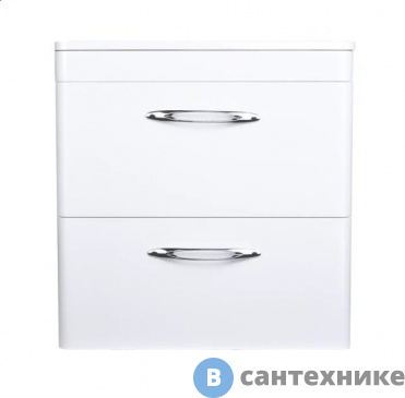 картинка Тумба под раковину Style line Каре 60 (2 ящ.) Люкс белая, подвесная PLUS (2000949234250)