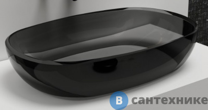 картинка Раковина ABBER Kristall AT2805Onyx, накладная прозрачная, чёрный