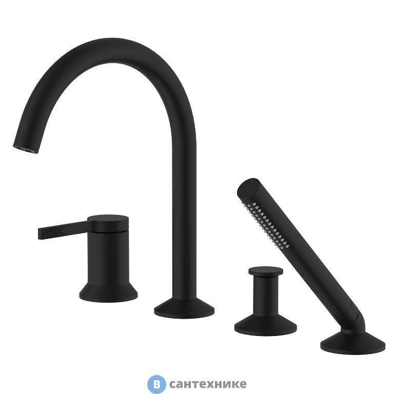 Смеситель AZARIO FLAME AZ-VPC258320PA каскадный для ванны на 4 отверстия, черный