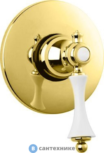 Смеситель Cezares MARGOT-DIM-03/24-Bi встраиваемый однорычажный для душа, золото, ручка белая