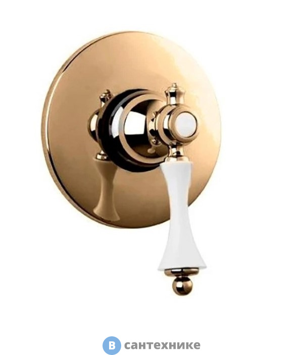 Смеситель Cezares MARGOT-DIM-02-Bi встраиваемый однорычажный для душа, бронза, ручка белая