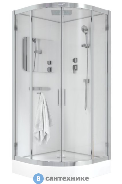 Душевая кабина Cerutti VIVA91 (90x90x215) с низким поддоном, переднее стекло прозрачное