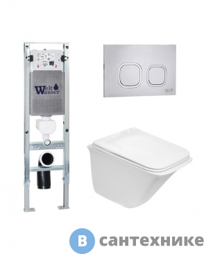 картинка Унитаз с инсталляцией WELTWASSER и кнопкой смыва (AMBERG 350 ST + ROTBACH 004 GL-WT + AMBERG RD-MT CR)