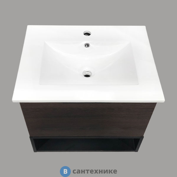 Тумба Comforty Франкфурт-60 дуб-шоколадно-коричневый с раковиной COMFORTY 60e