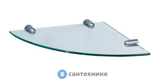 Полка WasserKRAFT K-533  стеклянная угловая металл, хромоникелевое покрытие, закаленное стекло