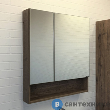 картинка Зеркало-шкаф Comforty Никосия-70 дуб тёмный