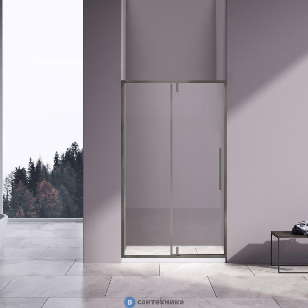 Душевая дверь Vincea Slim-N VDP-4SN120CLGM, вороненая сталь, стекло прозрачное