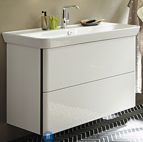 Тумба Burgbad Iveo подвесная с умывальником с 1 отв под смес. 1200х492х721 мм. 2 выдв ящика, сифон в компл. F2833 белый глянц. (SFEN120F2833G0161C0001*1)