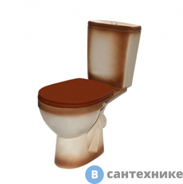 картинка Унитаз-компакт ROSA Рио декор коричневый под кн/арм (бачок,+2ур. арм Уклад., п/п сиденье )