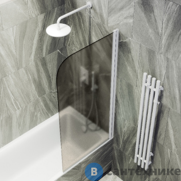 картинка Шторка для ванны поворотная на монопетле MaybahGlass 1400*600 Стекло 6 мм Бронза матовая (MGV-612-1)