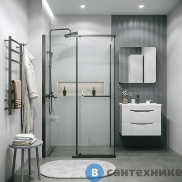 картинка Душевое ограждение Grossman Pragma 100.K33.03.110.42.00-200.K33.03.100.42.00 (110х100х195) раздвижная, графит сатин, стекло прозрачное (120.K33.03.1110.42.00)