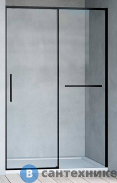 картинка Душевая дверь Vincea Slim Soft VDS-1SS110CLB, 1100, черный, стекло прозрачное