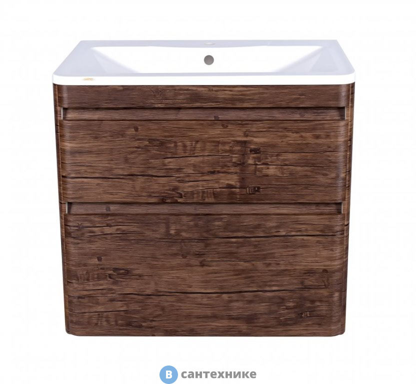 Тумба под раковину Style line Атлантика 80, Люкс старое дерево, подвесная PLUS (2000949224510)