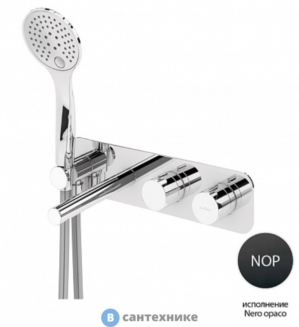 Смеситель Cezares CZR-B-VDM1-T-NOP встраиваемый термостатический, для ванны и душа однорычажный, чёрный матовый