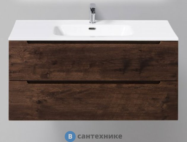 Тумба под раковину BelBagno 100 см ETNA-1000-2C-SO-RW-P подвесная с двумя выкатными ящиками, Rovere Moro