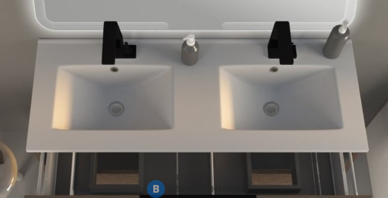 Раковина Cezares 50211 из искусственного мрамора с двумя чашами, 121х46