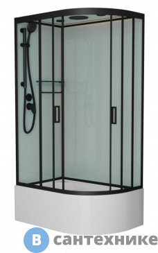 картинка Душевая кабина Frank F412/2L М Black левосторонняя высокий поддон матовое стекло
