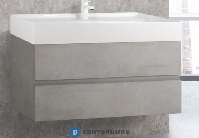 Тумба под раковину Cezares MOLVENO 46-100-2C-SO-BET подвесная с двумя выкатными ящиками Beton (100х46х50)