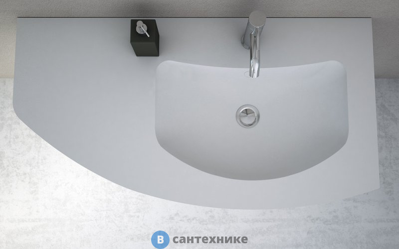 Раковина Cezares акриловая Solid Surface, правосторонняя 50224 Bianco (91х49)