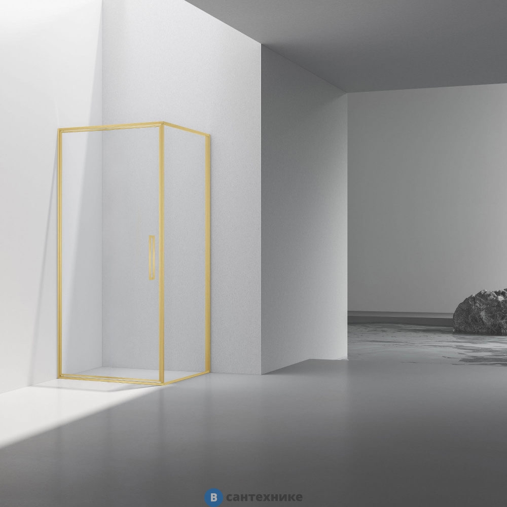Душевой уголок Vincea Slim 8mm VSR-4SLP9010CLG, 1000*900, брашированное золото, стекло прозрачное