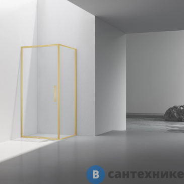 картинка Душевой уголок Vincea Slim 8mm VSR-4SLP9010CLG, 1000*900, брашированное золото, стекло прозрачное