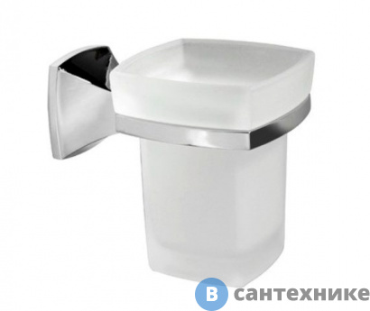 картинка Подстаканник стеклянный WasserKRAFT Wern K-2528 металл, хромоникелевое покрытие, матовое стекло