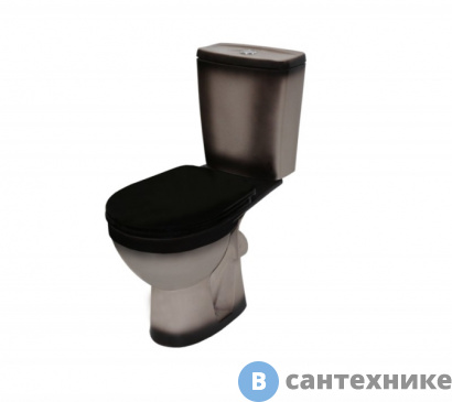 картинка Унитаз-компакт ROSA Рио декор черный под кн/арм (бачок,+2ур. арм Уклад., п/п сиденье )