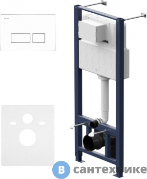 картинка Инсталляция AM.PM I012704.7001 Pro для подвесного унитаза с пневматич клавишей Pro S пластик, белый