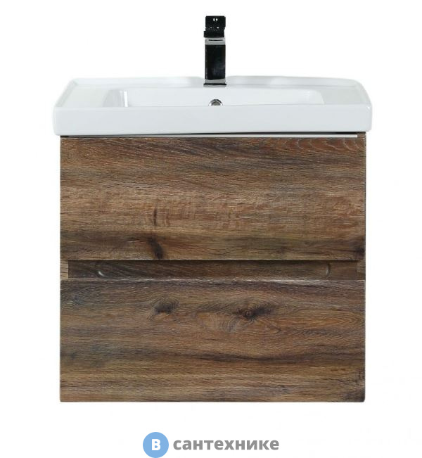 Тумба под раковину Art & MAX TECHNO AM-Techno-600-2C-SO-LW646 подвесная с двумя выкатными ящиками, дуб бомонд Лофт