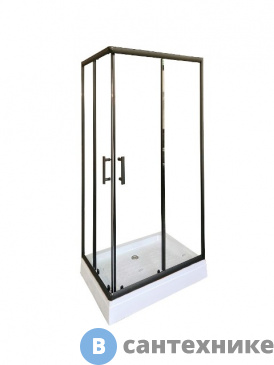 картинка Душевой уголок Parly QZ81B (80*100*195) низкий поддон , алюм. полир.профиль,прозр.стекло