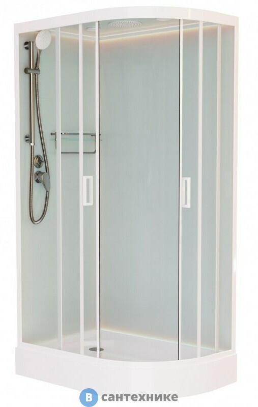 Душевая кабина Frank F412L М White левосторонняя низкий поддон матовое стекло