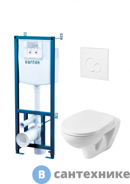 картинка Унитаз с инталляцией Santek БОРЕАЛЬ 1.WH30.2.464 (подв.унитаз, инстал., сиденье дюро м/л, панель смыва белая)