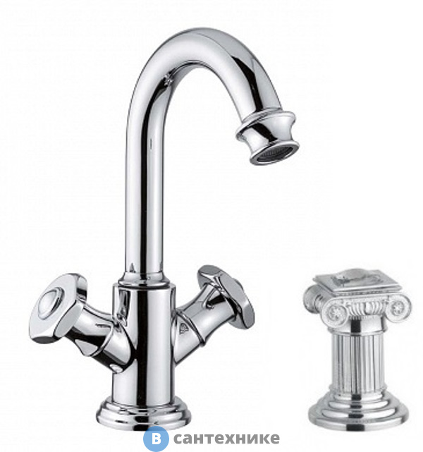 Смеситель Cezares APHRODITE-LS2-01-Sw на раковину с донным клапаном, хром, ручки Swarovski