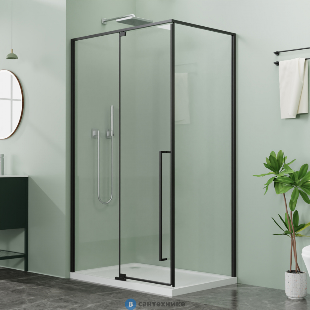 Душевое ограждение Azario MALE SQR-120х80х195-MB-CL, прозрачное стекло 6 мм, профиль матовый черный (AZ-J50-12080-MB-CL)