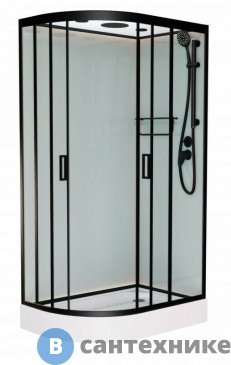 картинка Душевая кабина Frank F412R М Black правосторонняя низкий поддон матовое стекло