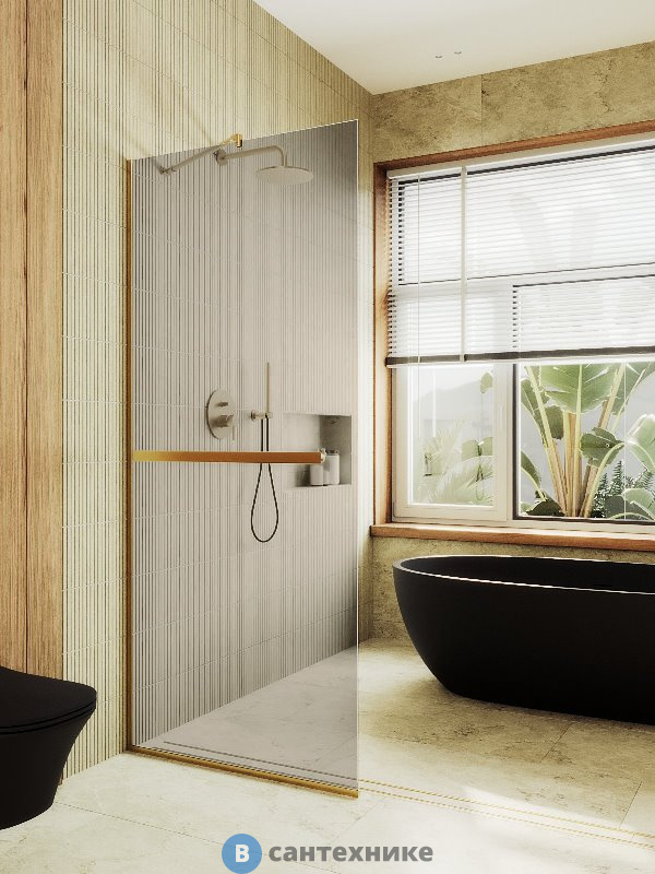 Душевая перегородка в профиле MaybahGlass 1950*690 Стекло 8 мм Бронза +Полотенцесушитель (MGD-721-3у)